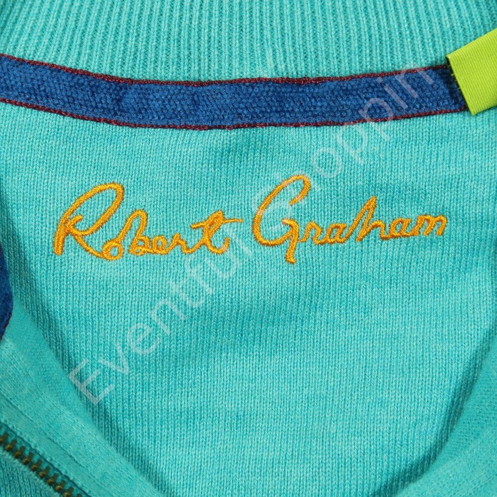 Robert Graham Pullover Mens Large Seafoam Green Cotton Silk Cashmere Sweater Zip - Picture 5 of 7